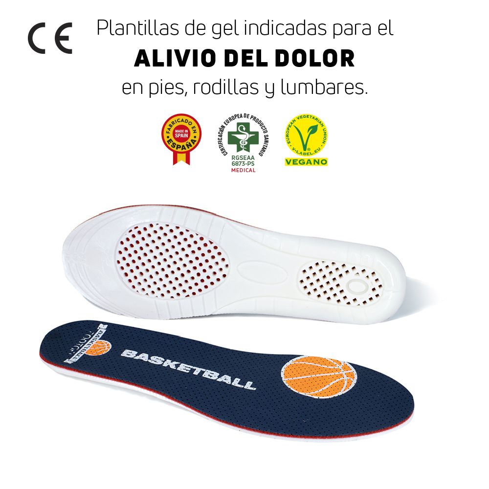 Plantillas Footgel Baloncesto colocadas en el calzado