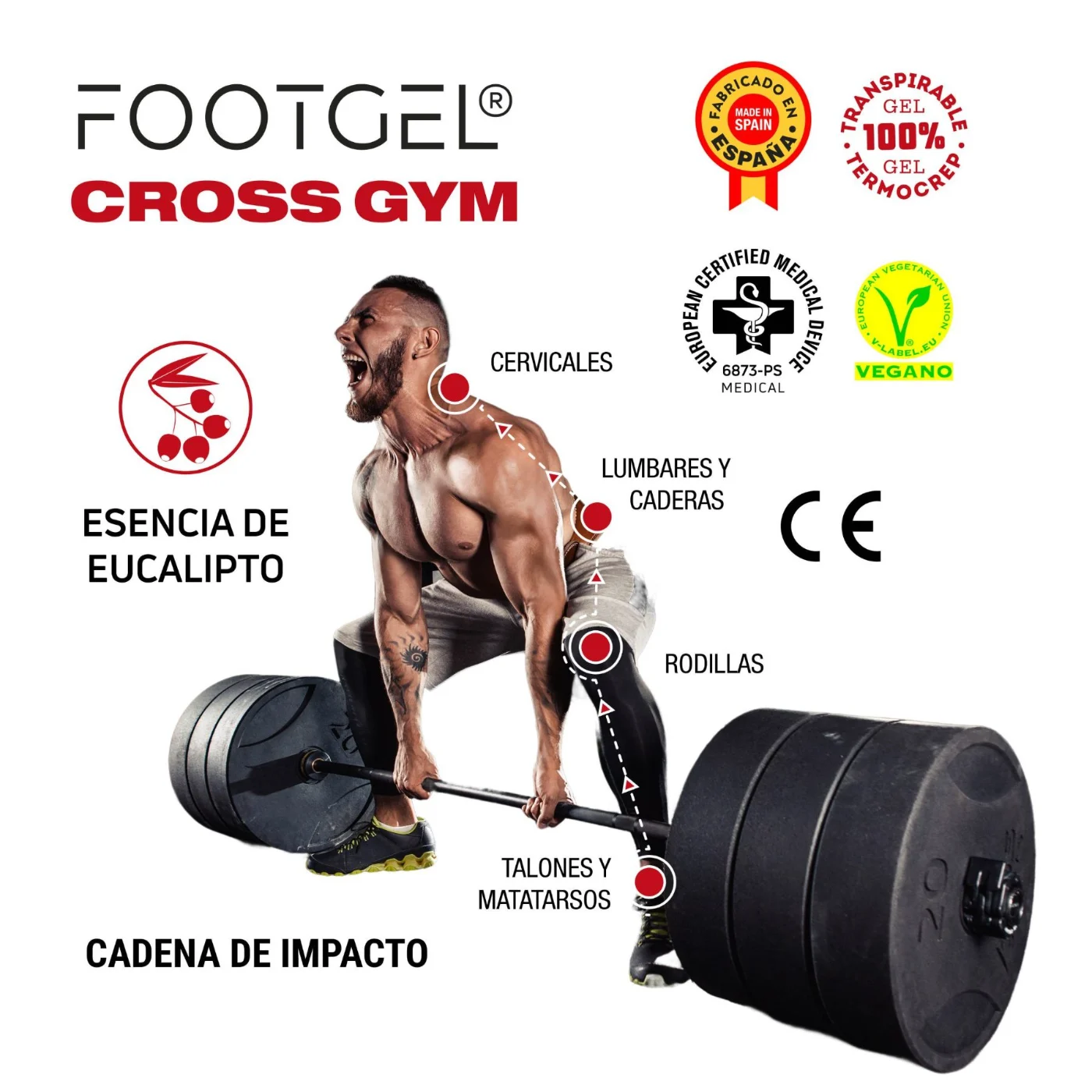 Plantillas Footgel Cross Gym colocadas en el calzado