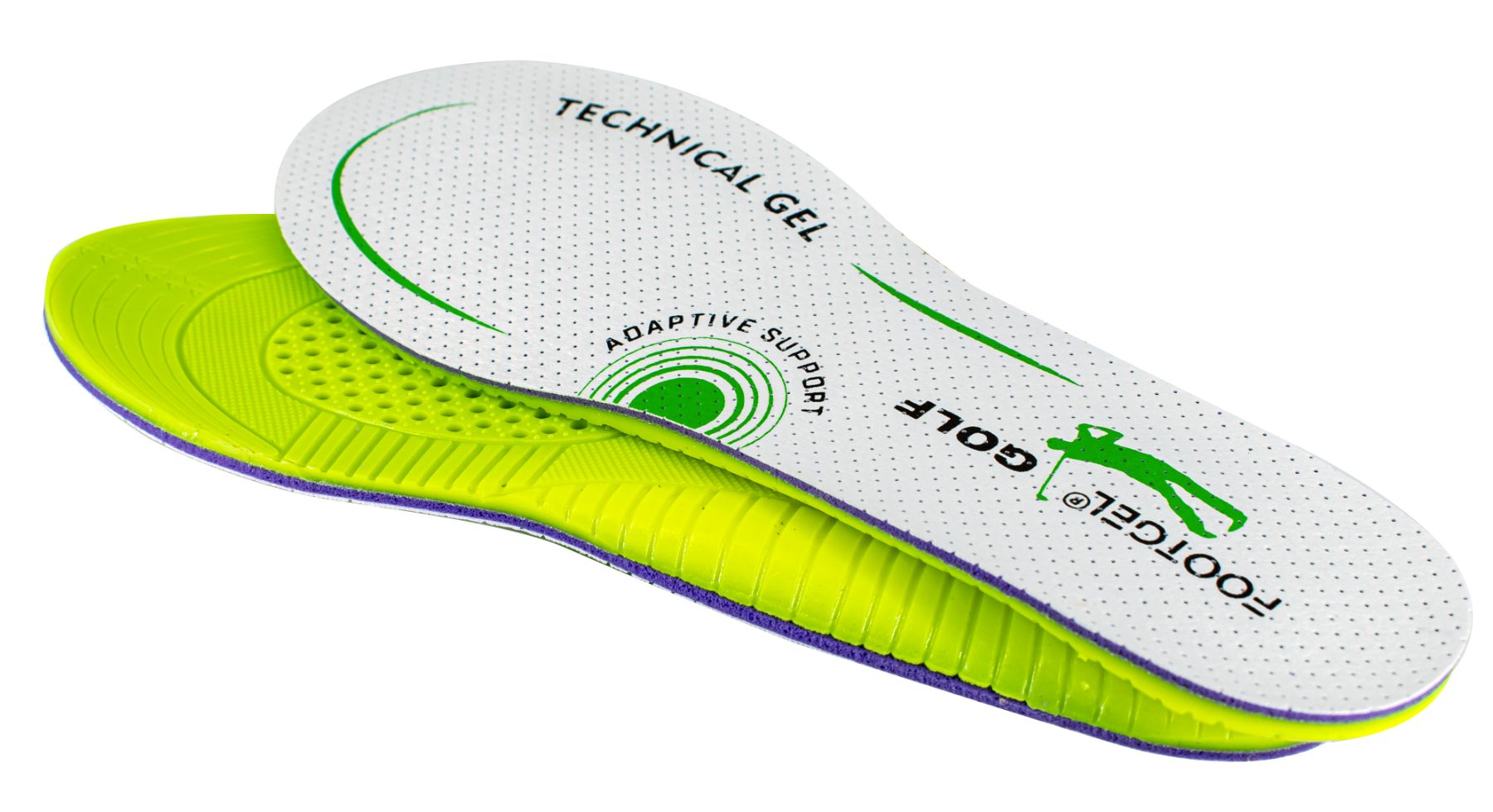 Plantillas Footgel Golf colocadas en el calzado