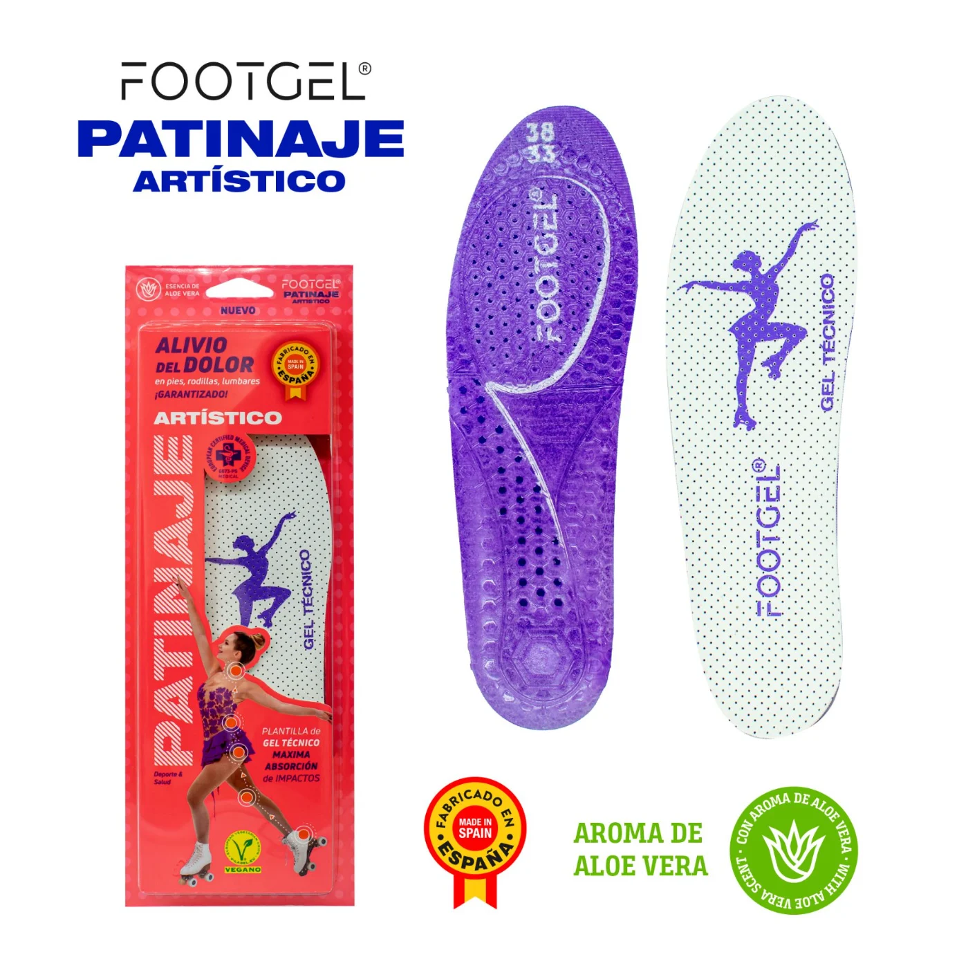 Plantillas Footgel Patinaje Artístico vistas de frente
