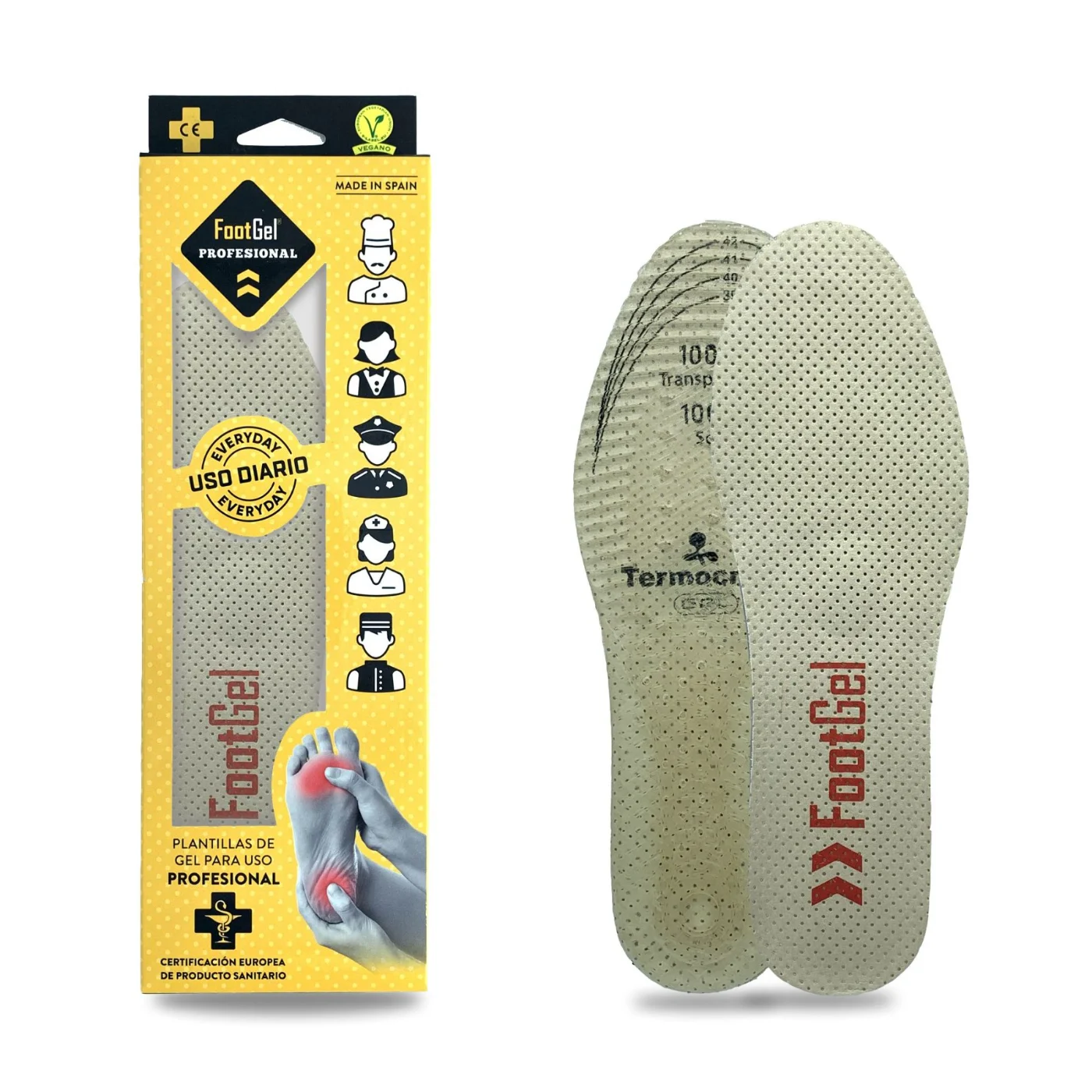 Plantillas Footgel Profesional vistas de frente