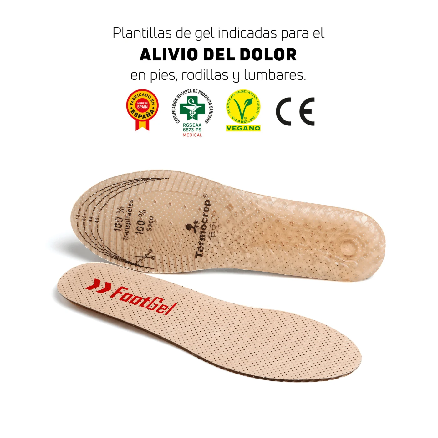 Plantillas Footgel Profesional colocadas en el calzado